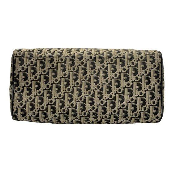 Auth DIOR/ChristianDior Trotteur Black Gray Dark Gray Jacquard Leather Handbag - Picture 5 of 16